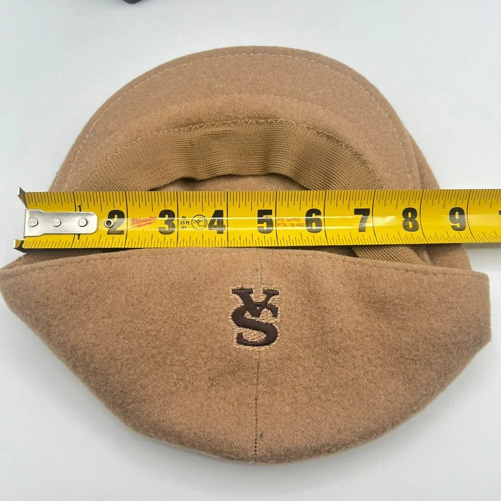 Vintage 00s Stacy Adams Mens Wool‎ Newsboy Flat Cap Hat Driving Golf Tan L/XL